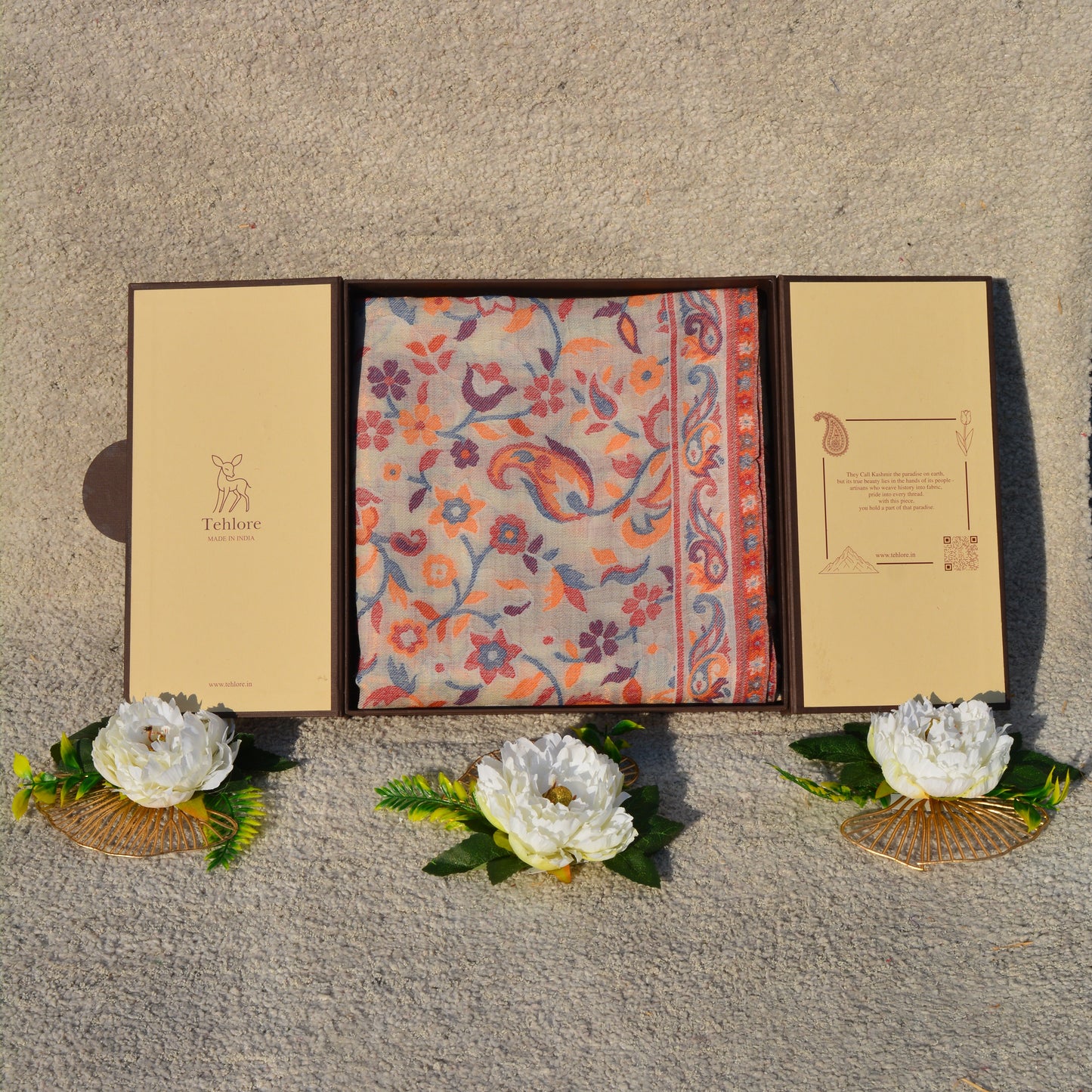 Cream / Off White Kani Wool Shawl - Multicolor Woven Wrap | Tehlore India