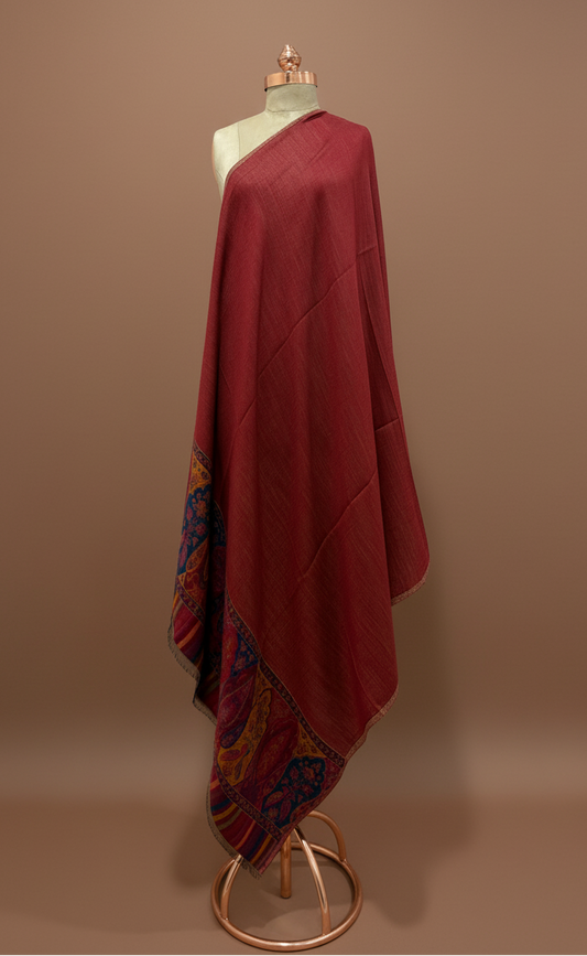 Reversible Maroon Beige Kashmiri Shawl | Dual Color Design