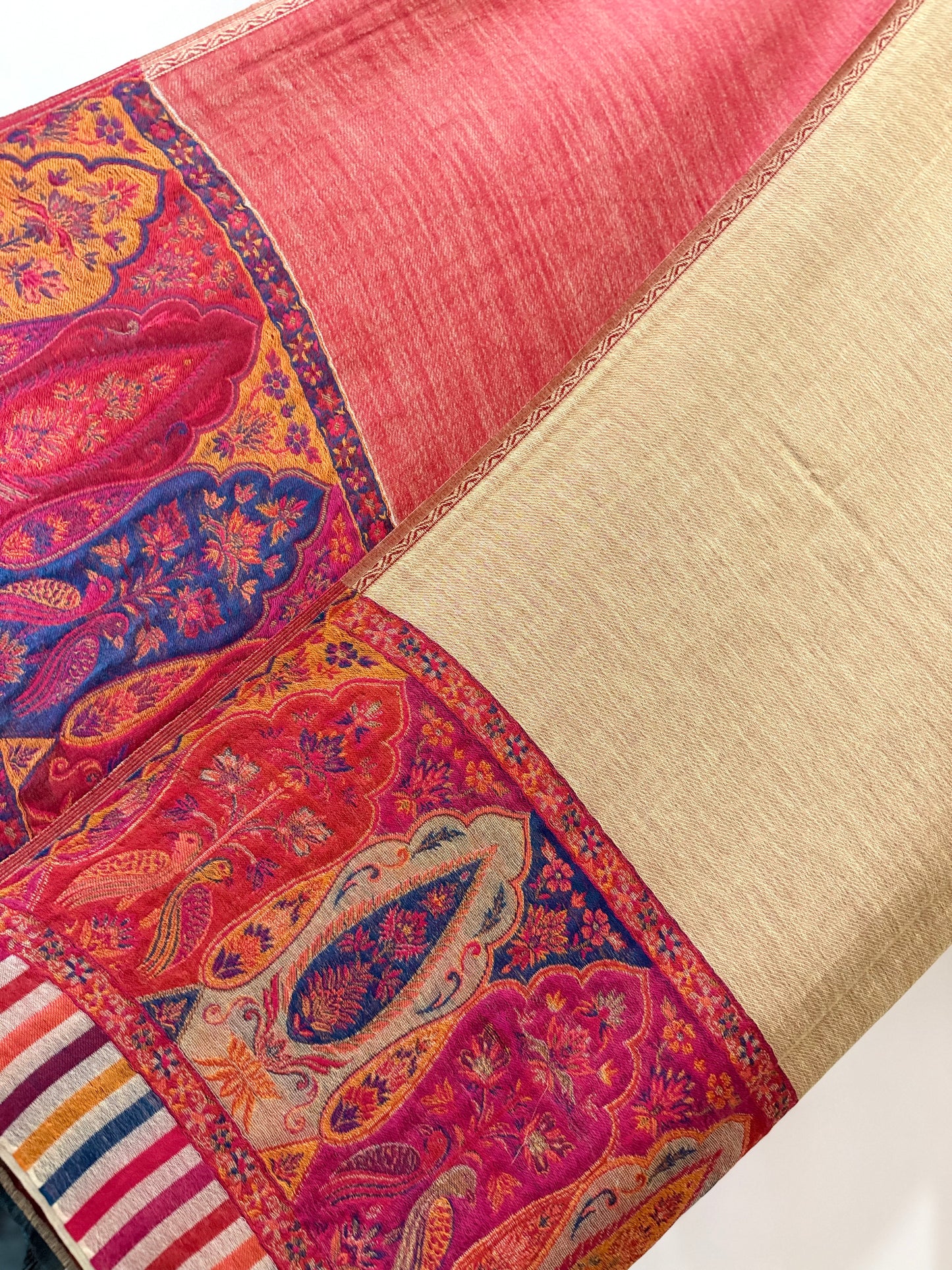 Reversible Maroon Beige Kashmiri Shawl | Dual Color Design