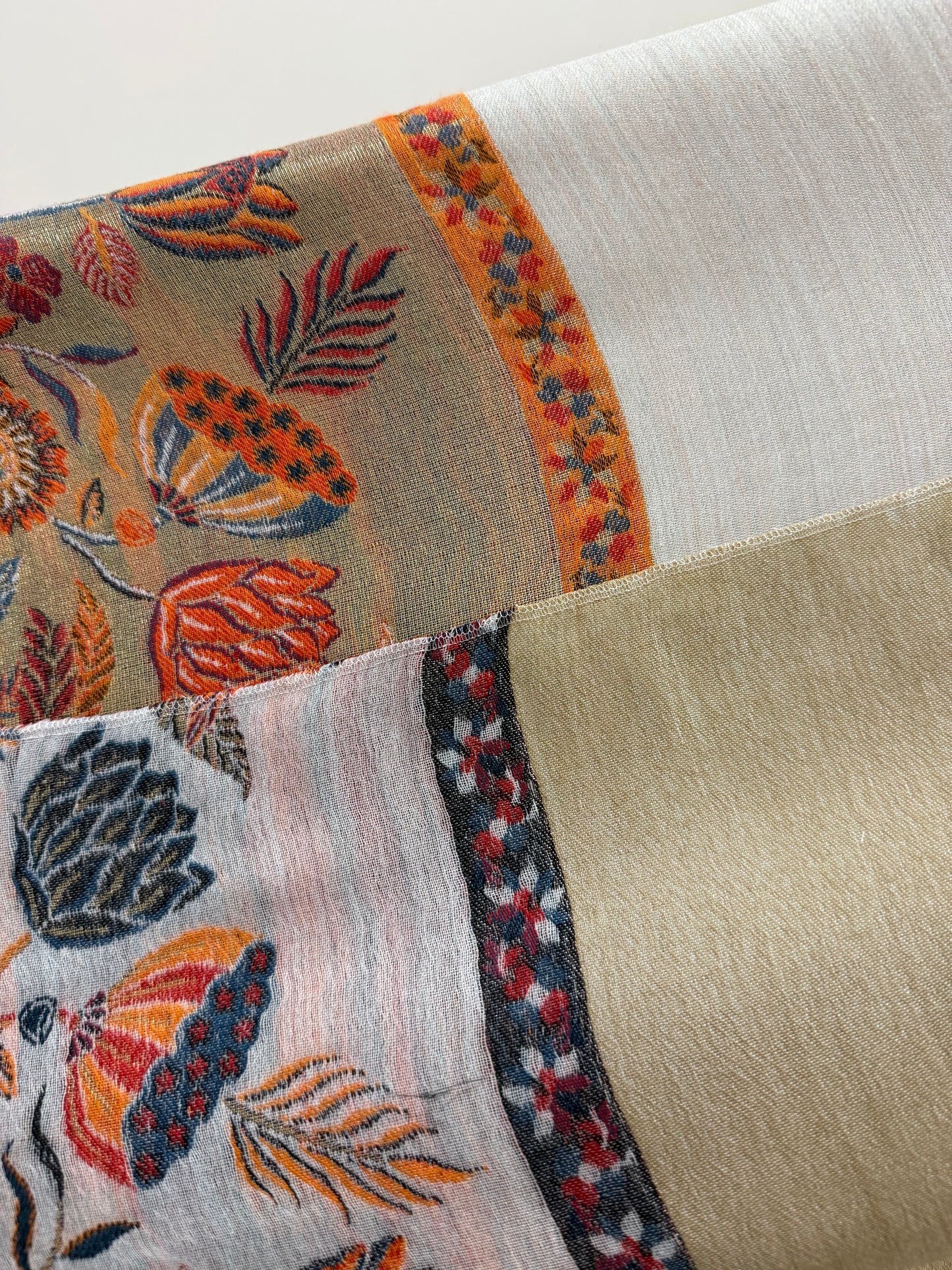 Reversible Beige Cream Kashmiri Shawl | Dual Color Design